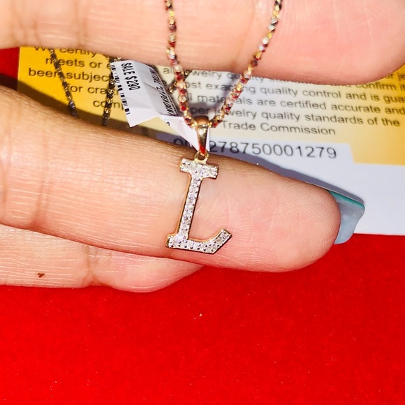 10k solid gold real diamond L initial custom monogram pendant FREE Appraisal HOT - Picture 6 of 8